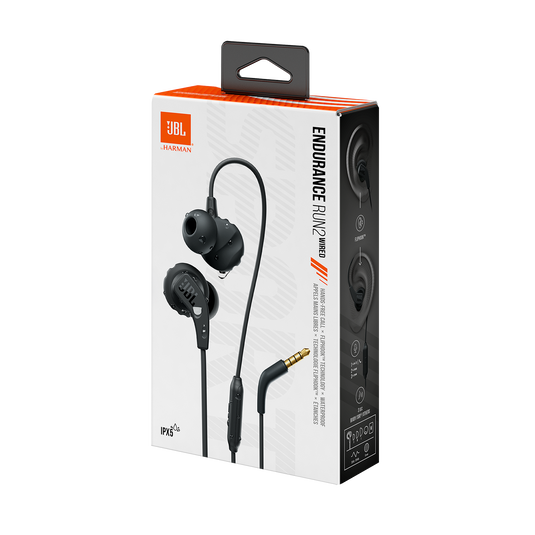 JBL Endurance Run 2 Wired - Black - Waterproof Wired Sports In-Ear Headphones - Detailshot 10 image number null